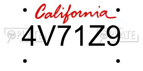 4V71Z9 California License Plate