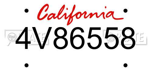 4V86558 California License Plate