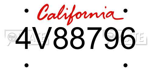 4V88796 California License Plate