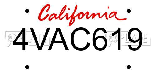 4VAC619 California License Plate