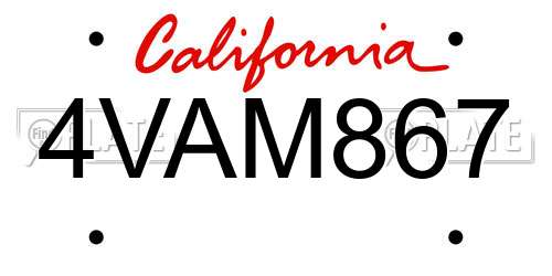 4VAM867 California License Plate