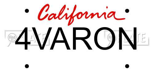 4VARON California License Plate