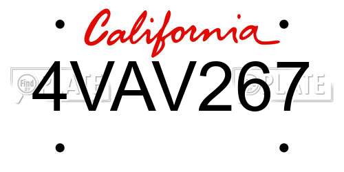 4VAV267 California License Plate