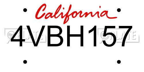 4VBH157 California License Plate