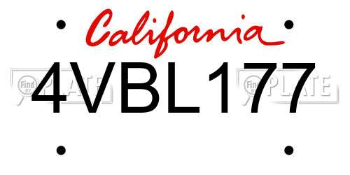 4VBL177 California License Plate