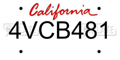 4VCB481 California License Plate