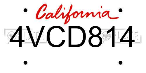 4VCD814 California License Plate