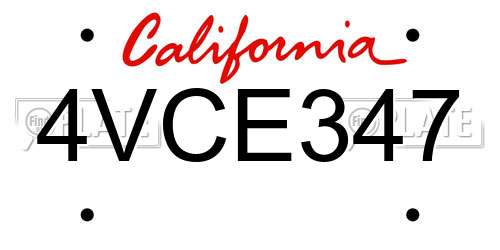 4VCE347 California License Plate