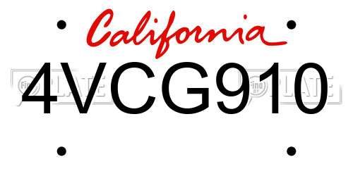 4VCG910 California License Plate