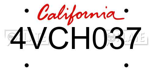4VCH037 California License Plate