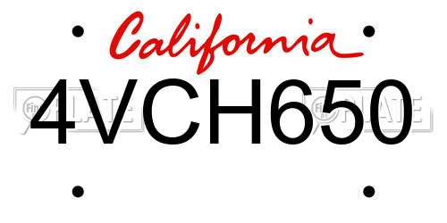 4VCH650 California License Plate