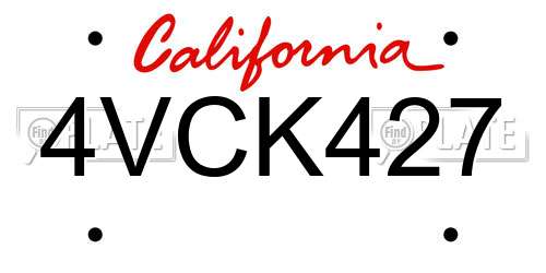 4VCK427 California License Plate