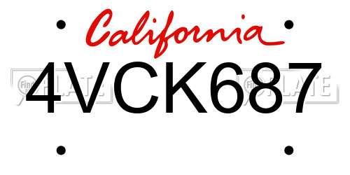 4VCK687 California License Plate