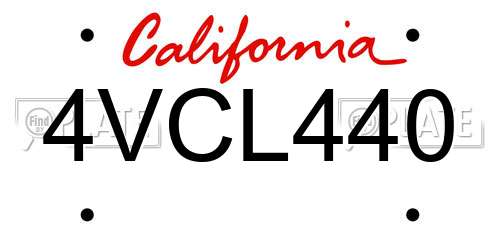 4VCL440 California License Plate