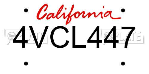 4VCL447 California License Plate
