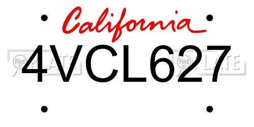 4VCL627 California License Plate