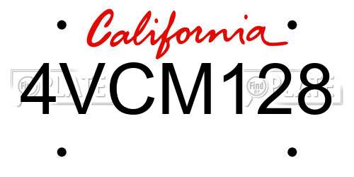 4VCM128 California License Plate