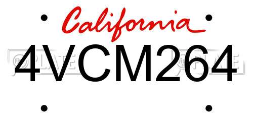 4VCM264 California License Plate