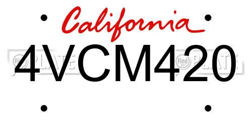 4VCM420 California License Plate