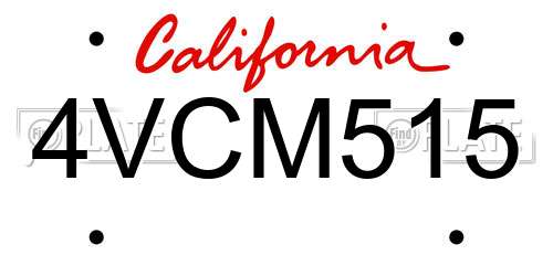 4VCM515 California License Plate
