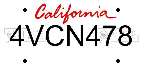 4VCN478 California License Plate