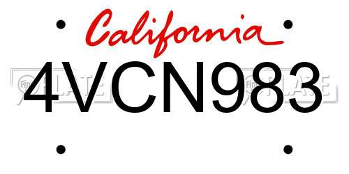 4VCN983 California License Plate