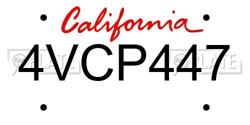4VCP447 California License Plate