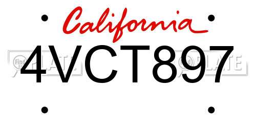 4VCT897 California License Plate