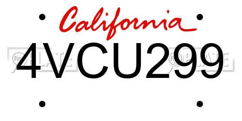 4VCU299 California License Plate