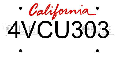 4VCU303 California License Plate