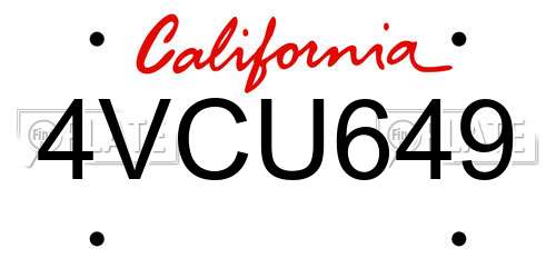 4VCU649 California License Plate