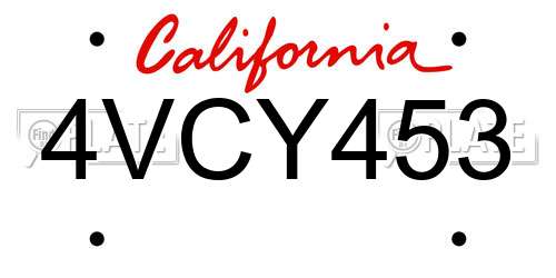 4VCY453 California License Plate