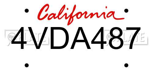 4VDA487 California License Plate