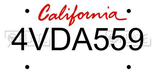 4VDA559 California License Plate