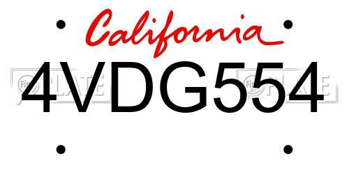4VDG554 California License Plate