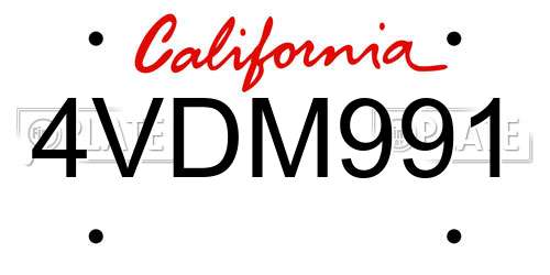 4VDM991 California License Plate