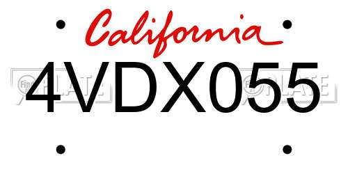 4VDX055 California License Plate