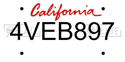 4VEB897 California License Plate