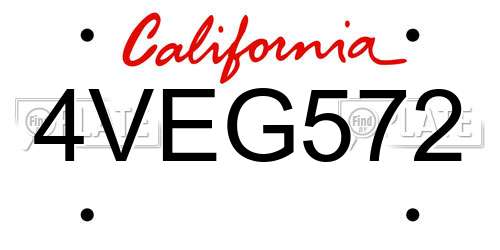 4VEG572 California License Plate