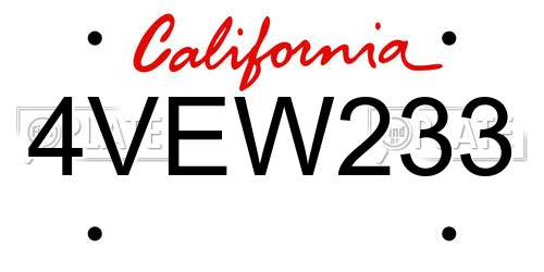 4VEW233 California License Plate