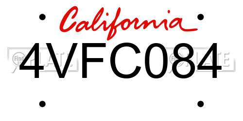 4VFC084 California License Plate