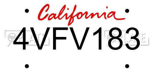 4VFV183 California License Plate