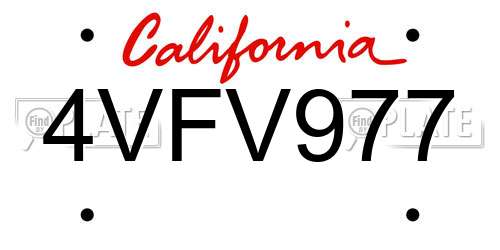 4VFV977 California License Plate