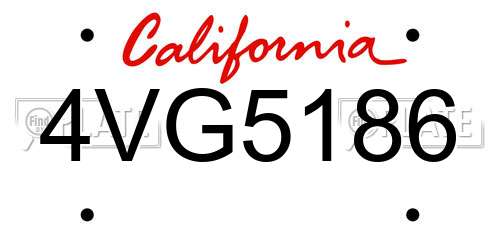 4VG5186 California License Plate