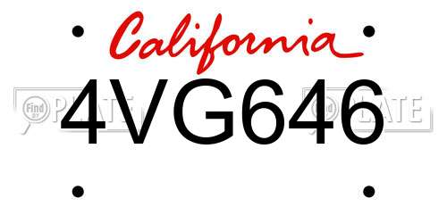 4VG646 California License Plate