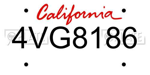 4VG8186 California License Plate