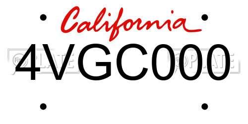 4VGC000 California License Plate