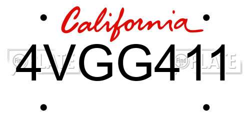 4VGG411 California License Plate