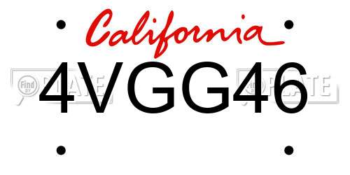 4VGG46 California License Plate