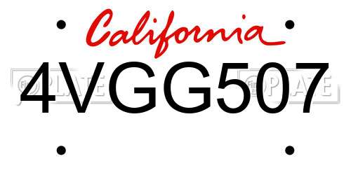 4VGG507 California License Plate